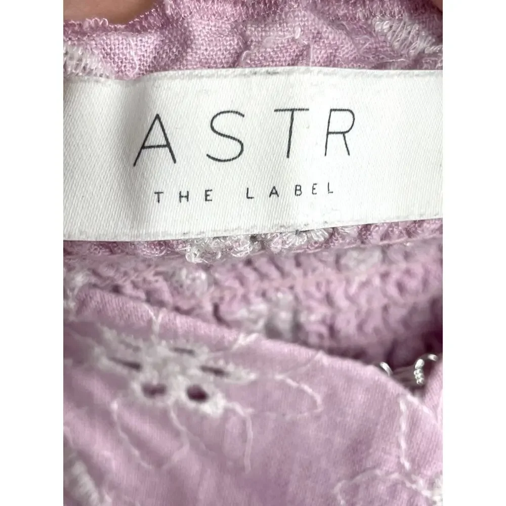 Astr Puff Sleeve Cropped Wrap‎ Top Small Eyelet Ruched Cottage Milkmaid Linen